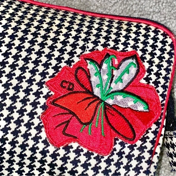 AUTH VTG Christian Dior Houndstooth Small Cosmetic Makeup Bag Clutch Zip Pouch - Picture 7 of 16